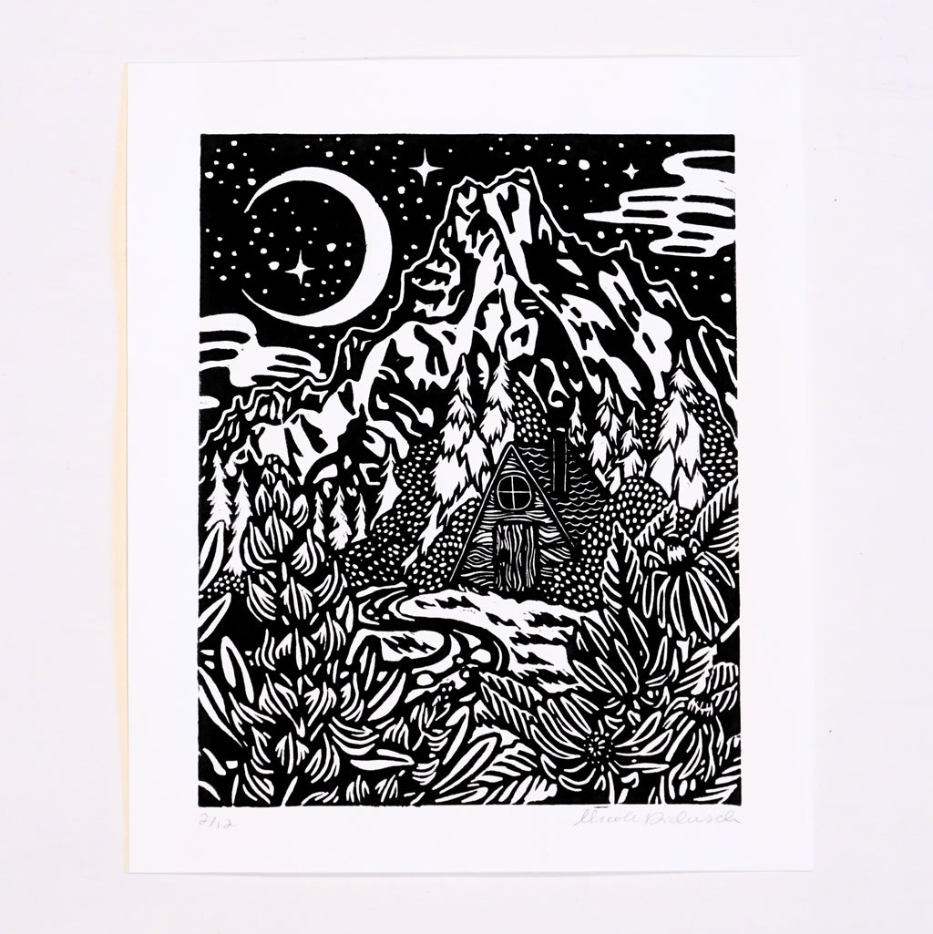 Cabin No 6 Hand-Pulled Relief Print