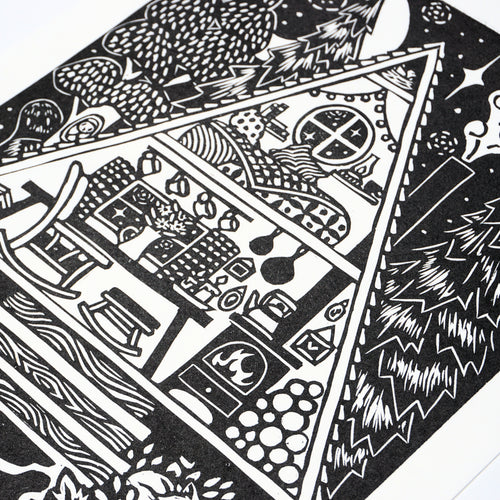 Cabin No. 7 Hand-Pulled Relief Print