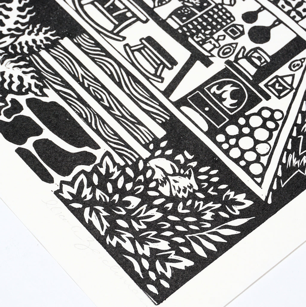 Cabin No. 7 Hand-Pulled Relief Print
