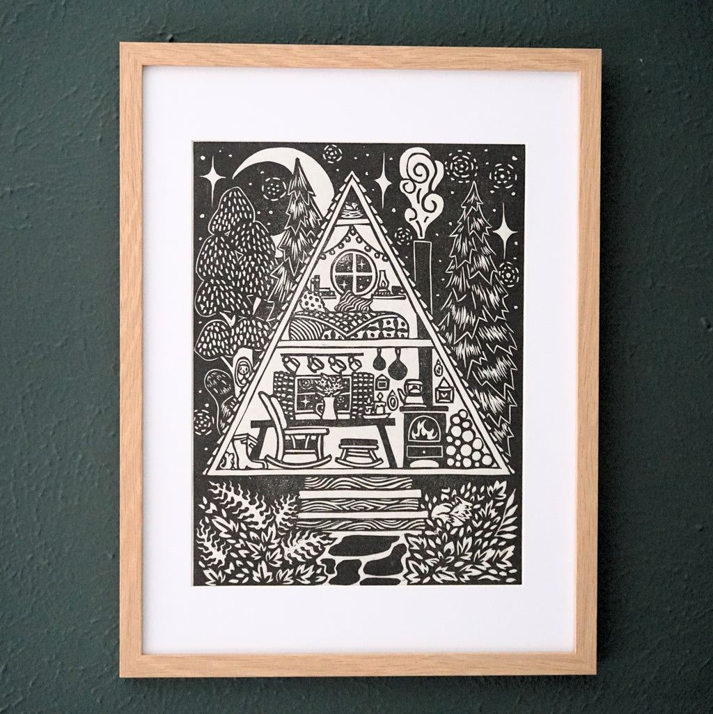 Cabin No. 7 Hand-Pulled Relief Print