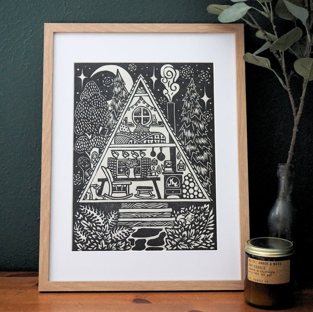 Cabin No. 7 Hand-Pulled Relief Print