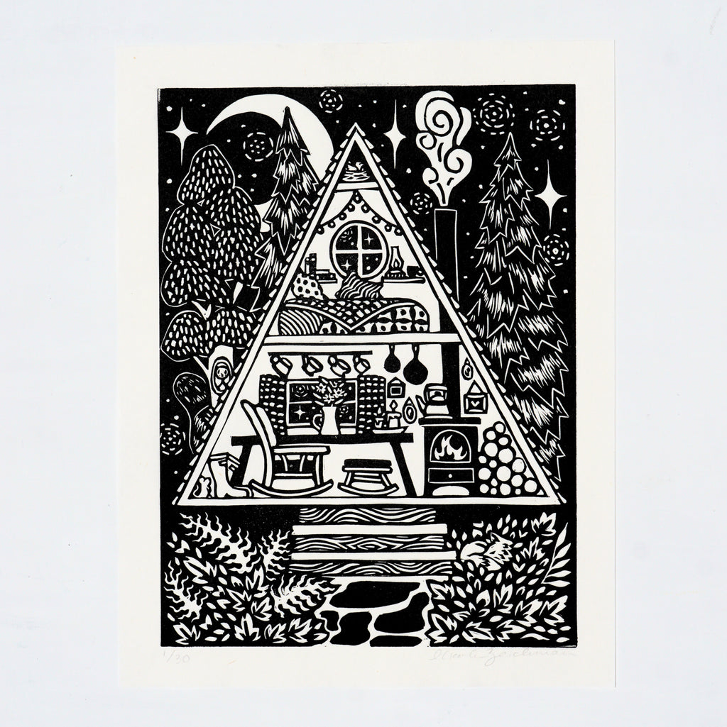 Cabin No. 7 Hand-Pulled Relief Print