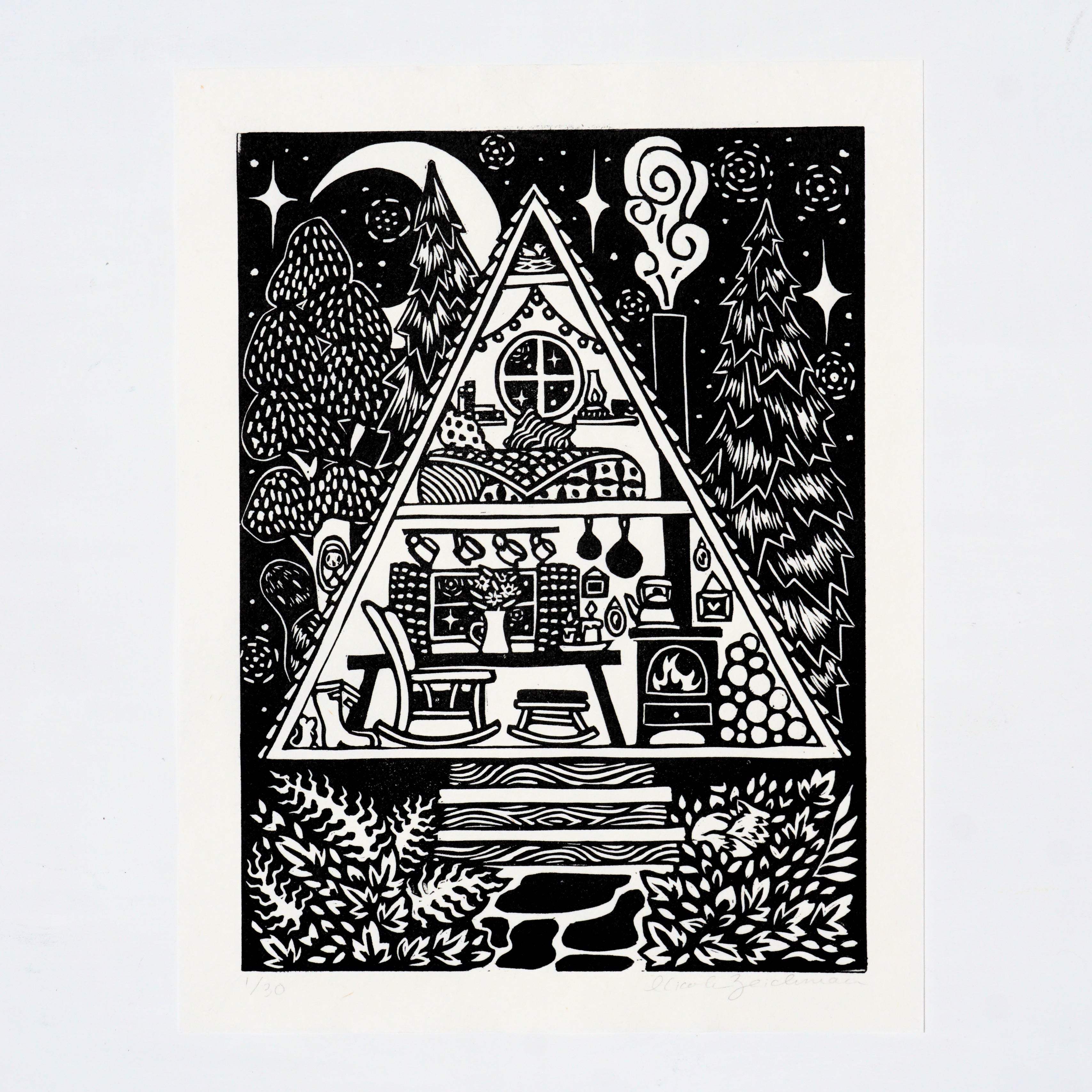Cabin No. 7 Hand-Pulled Relief Print