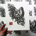 Horseshoe and Prickly Poppies Hand-Pulled Relief Print