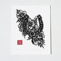 Horseshoe and Prickly Poppies Hand-Pulled Relief Print