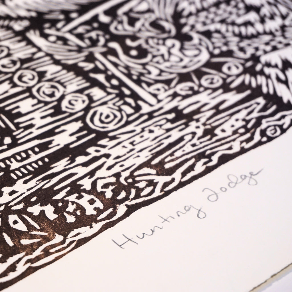 Hunting Lodge Hand-Pulled Relief Print