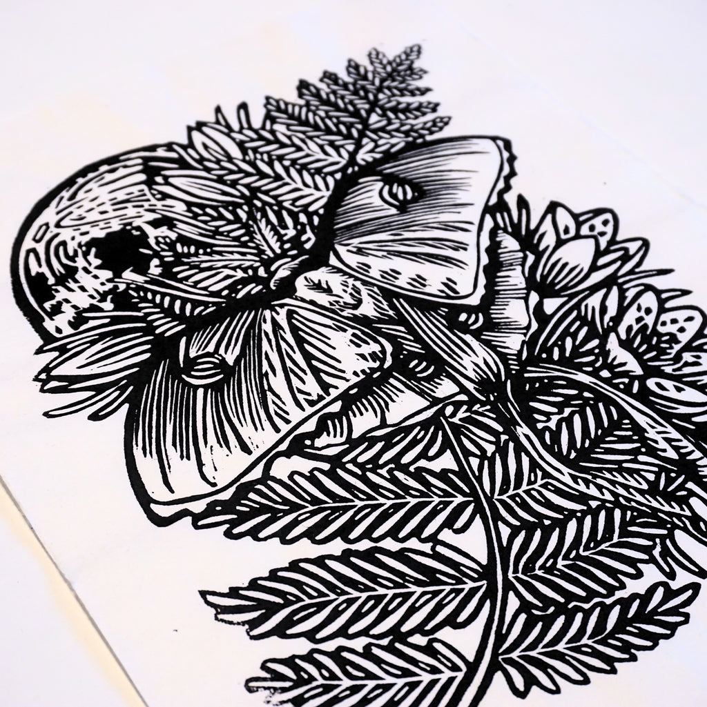 Luna Moth Hand-Pulled Relief Print