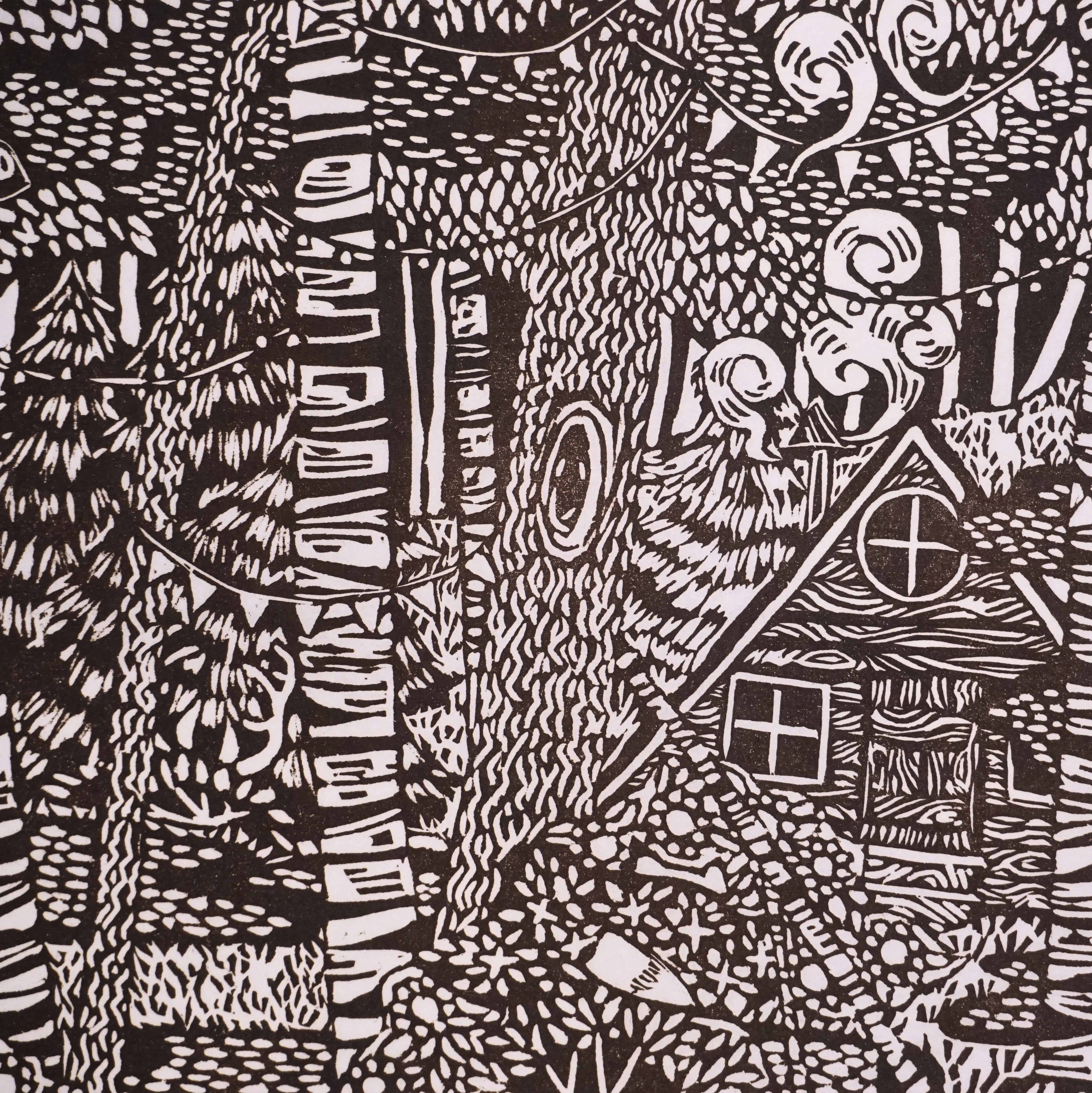 Party Cabin Hand-Pulled Relief Print