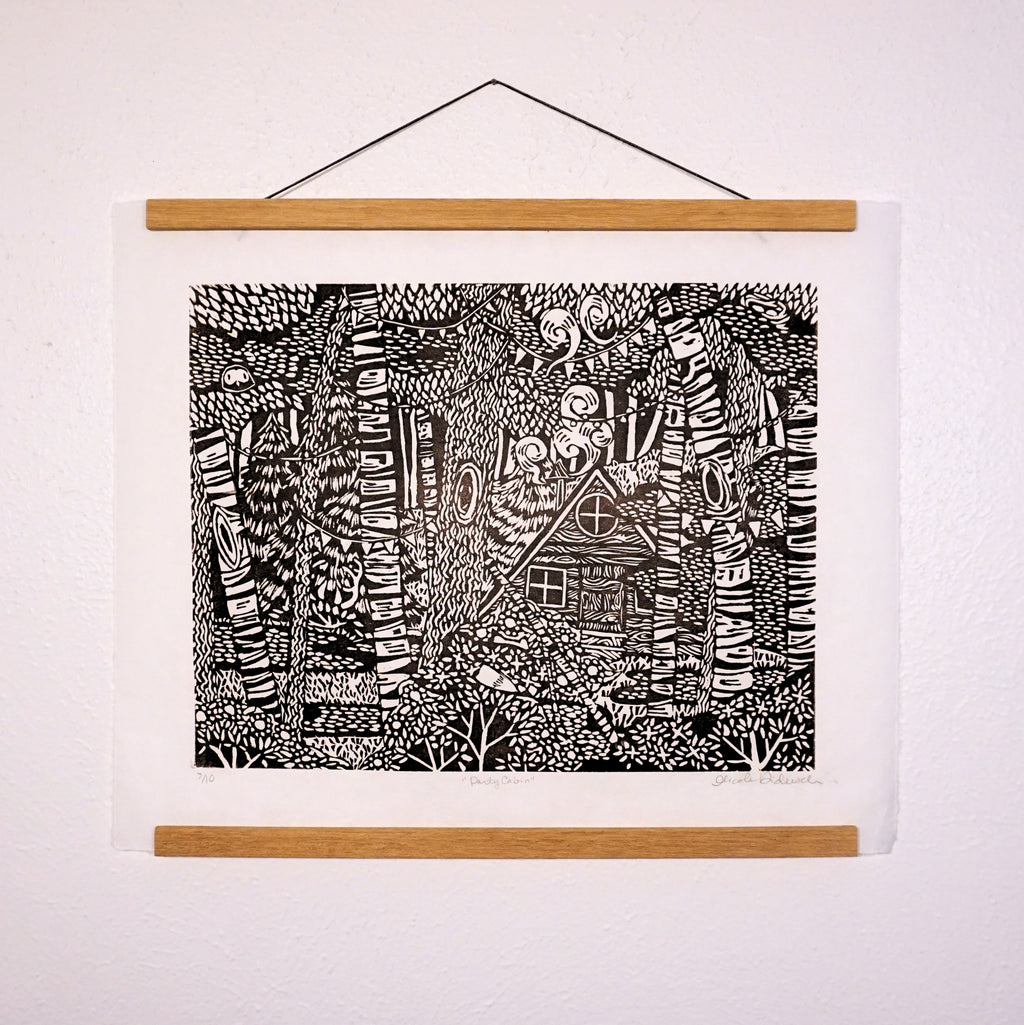 Party Cabin Hand-Pulled Relief Print