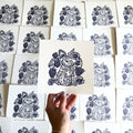 Raspberry Rabbit Hand-Pulled Relief Print