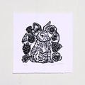 Raspberry Rabbit Hand-Pulled Relief Print
