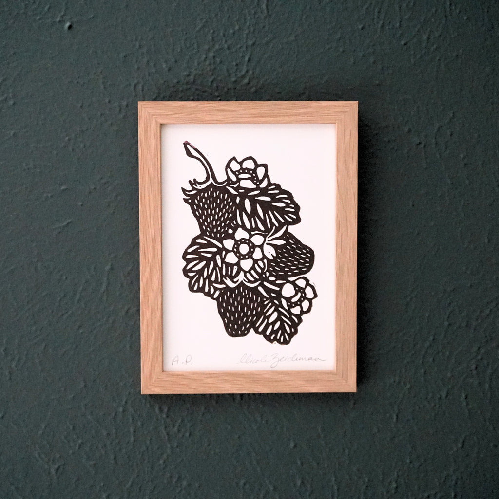 Wild Strawberries Hand-Pulled Relief Print