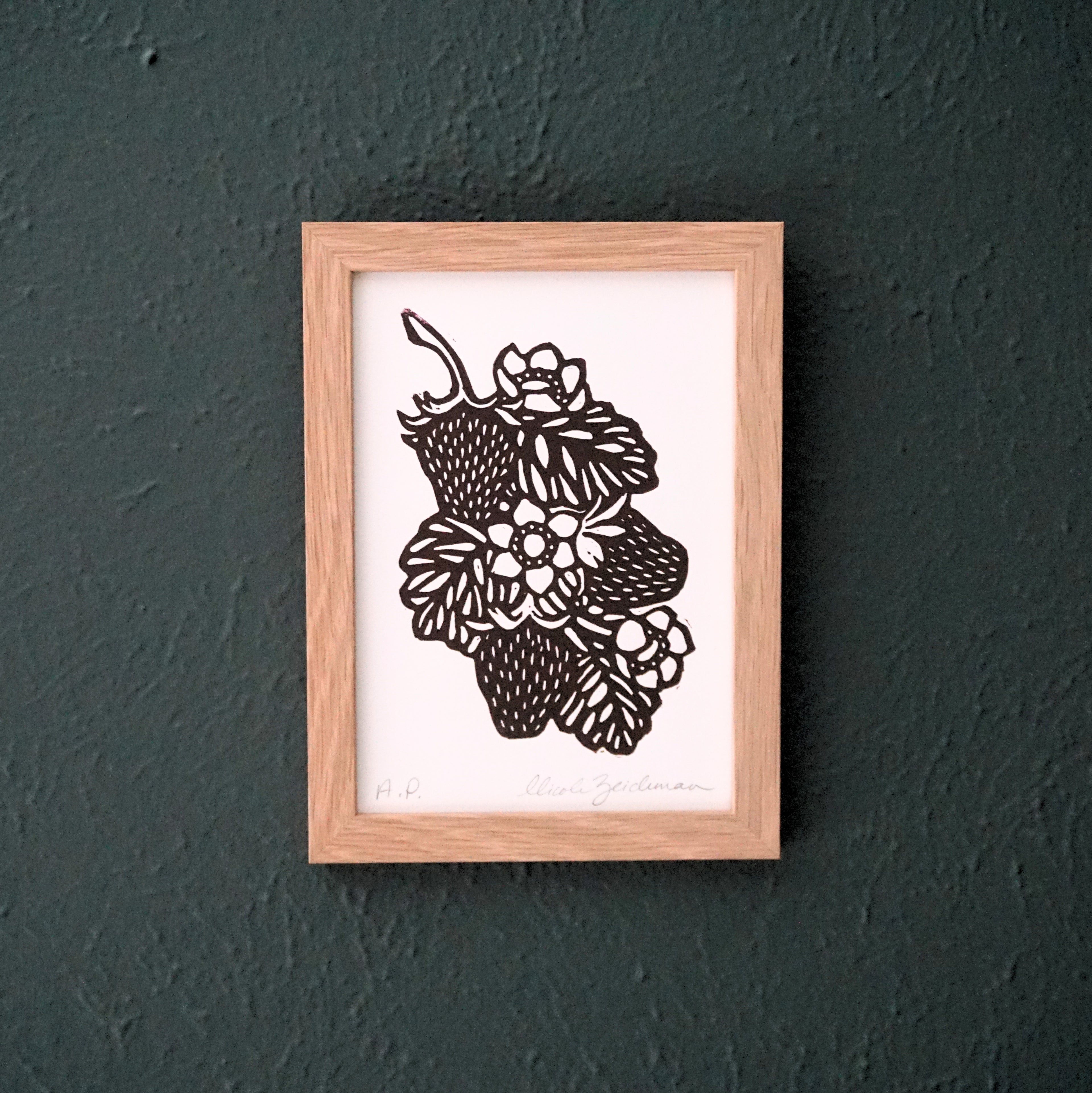 Wild Strawberries Hand-Pulled Relief Print