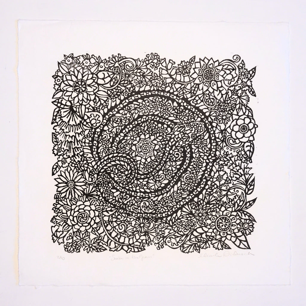 Snake in the Grass Hand-Pulled Relief Print