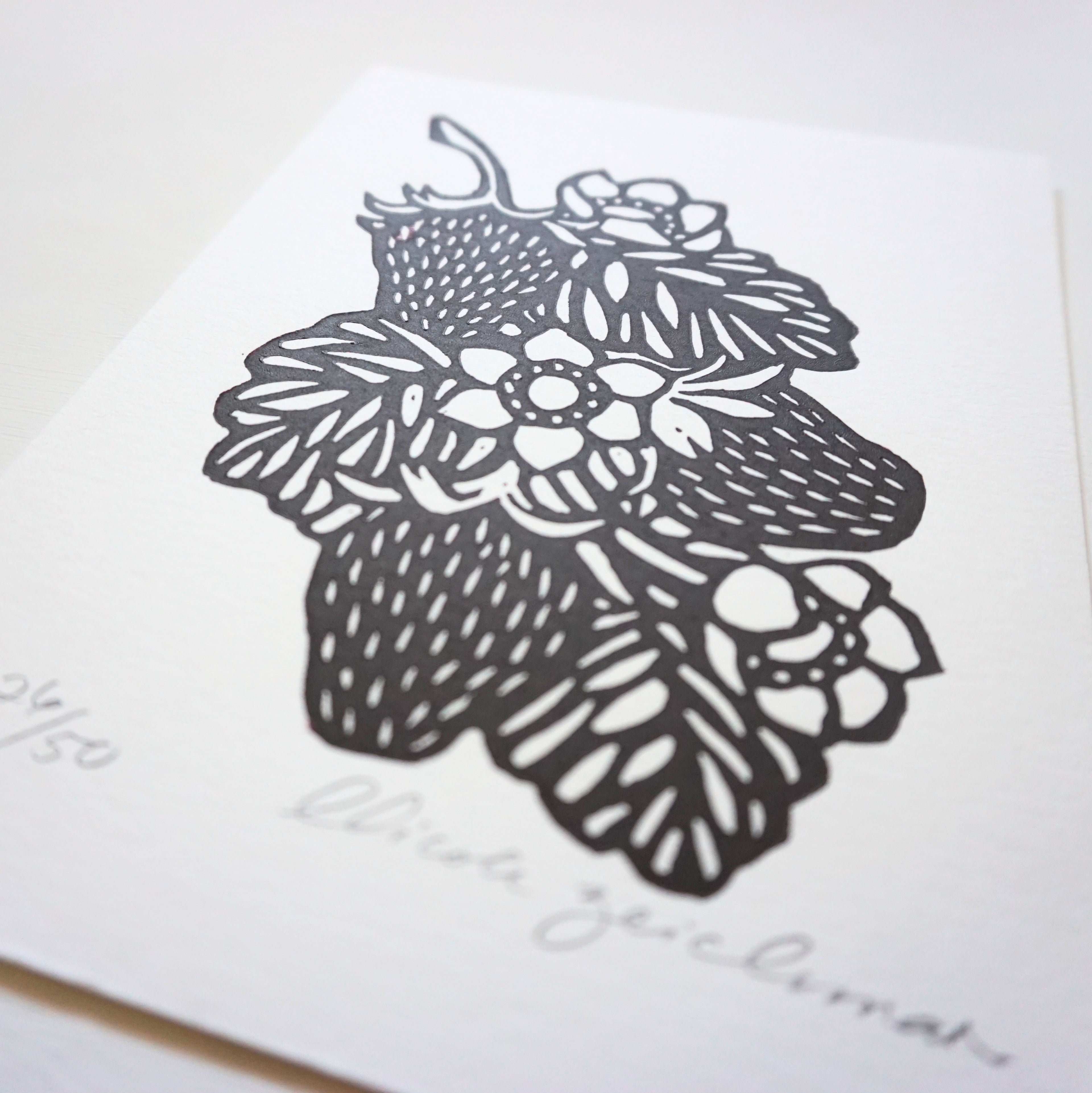 Wild Strawberries Hand-Pulled Relief Print