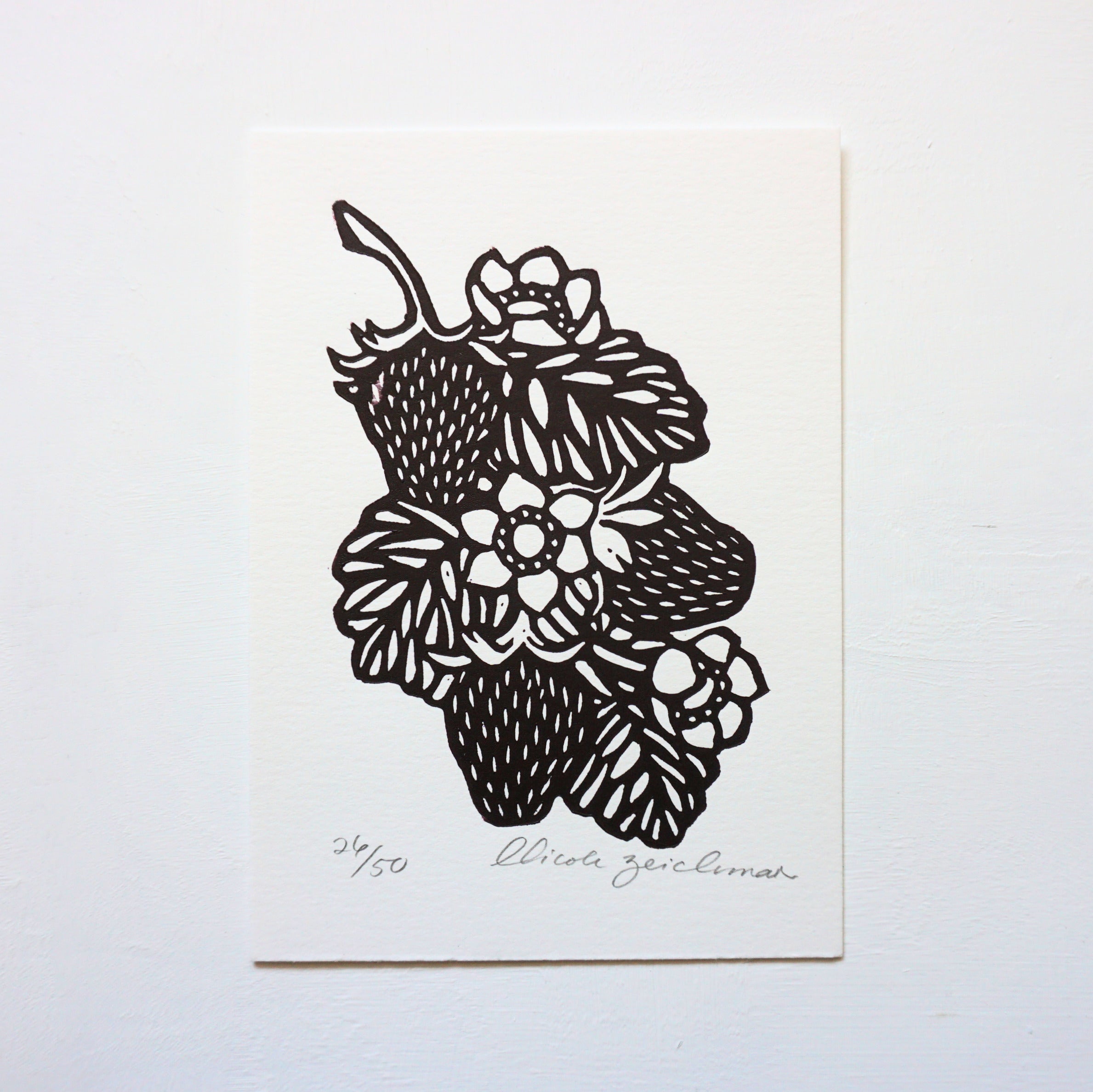 Wild Strawberries Hand-Pulled Relief Print