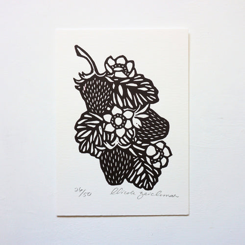Wild Strawberries Hand-Pulled Relief Print