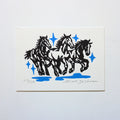 Three Horses Hand-Pulled Relief Print